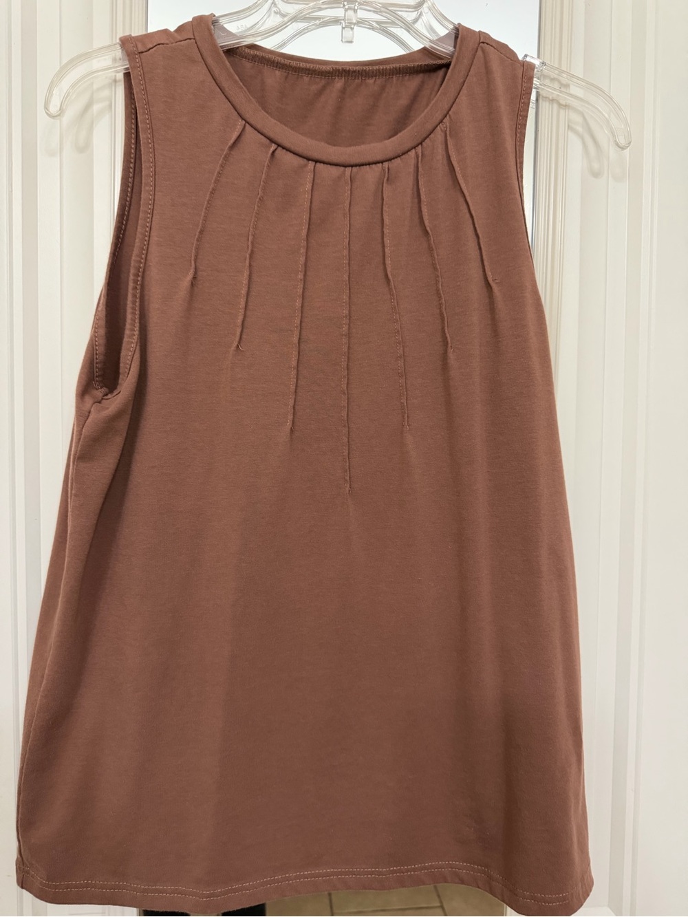 SHEIN Brown Pleated Front Sleeveless Tank